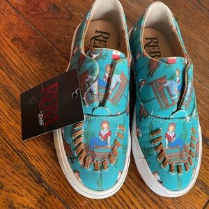 Reba Kids' Teal and Brown Graphic Sneakers